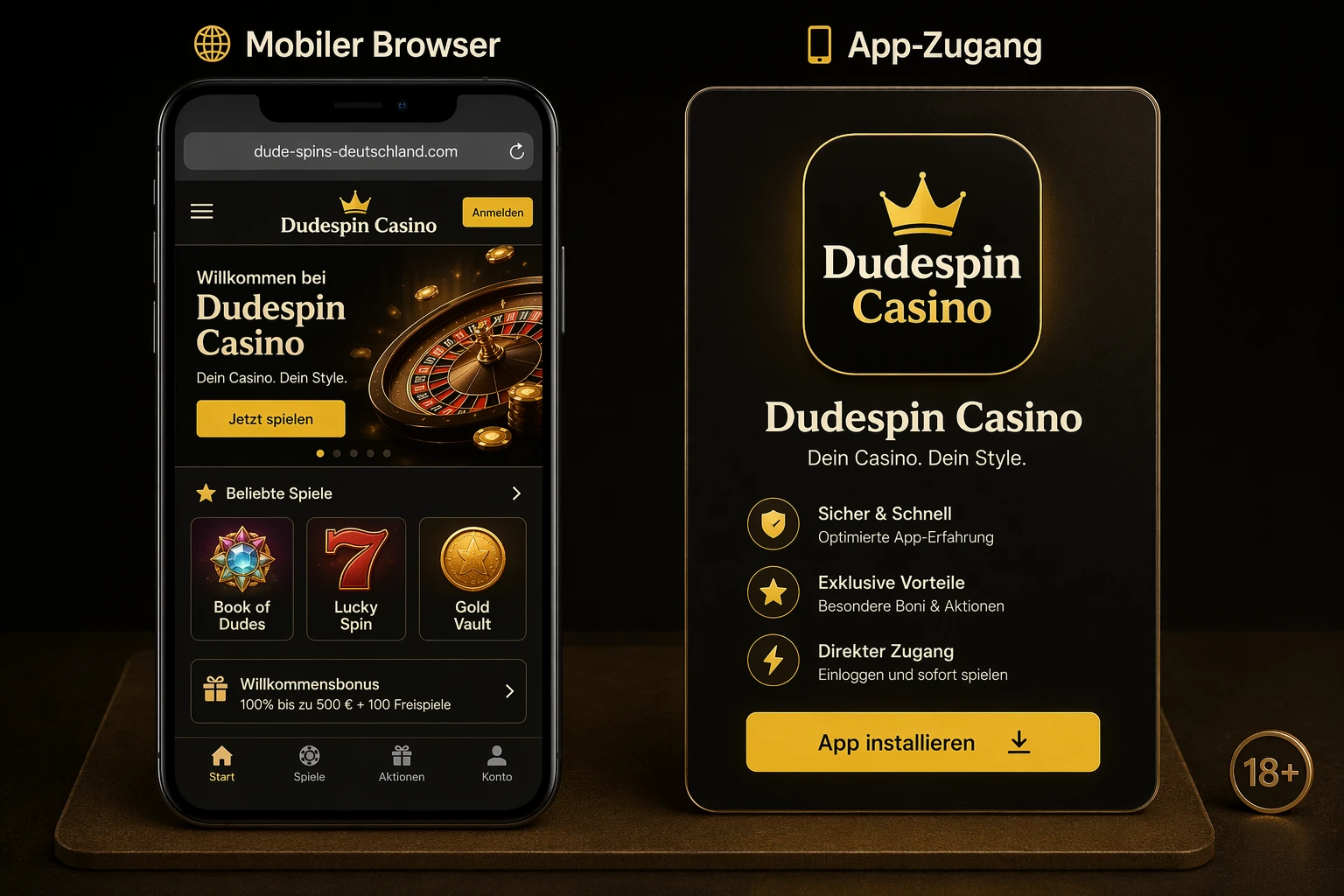 Mobiler Browser im Vergleich zur Dudespin Casino App